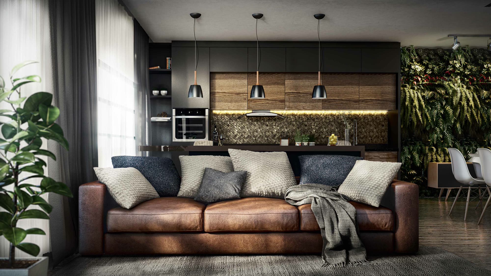 Render fotorrealista de fachada residencial
